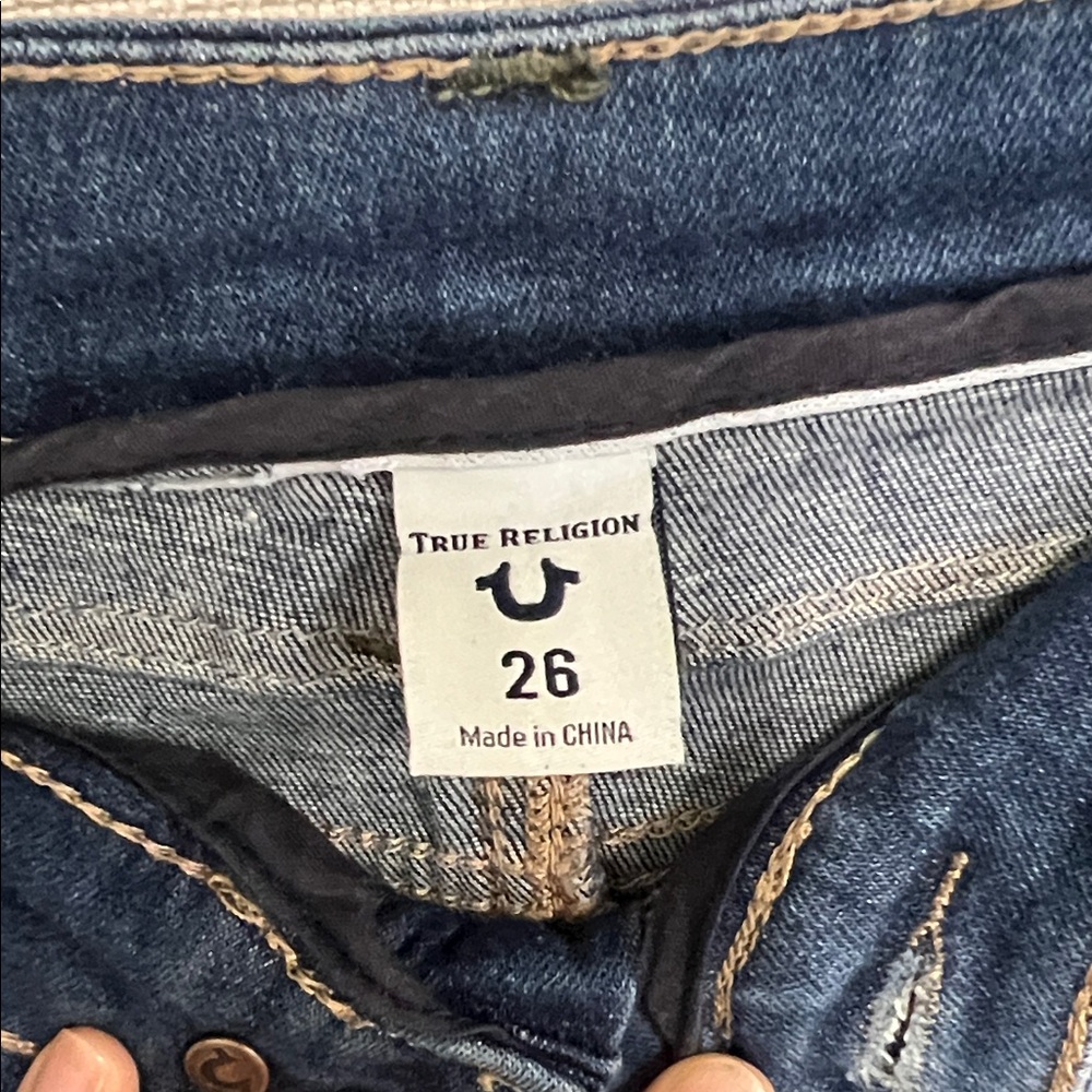 True Religion Dark Blue Cropped Jeans - Picture 3 of 4